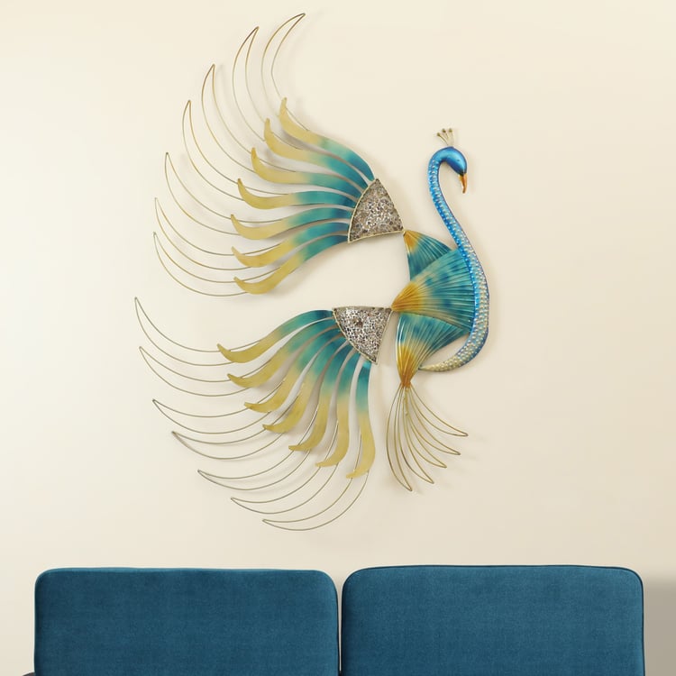 VEDAS Mayura Metal Peacock Wall Accent