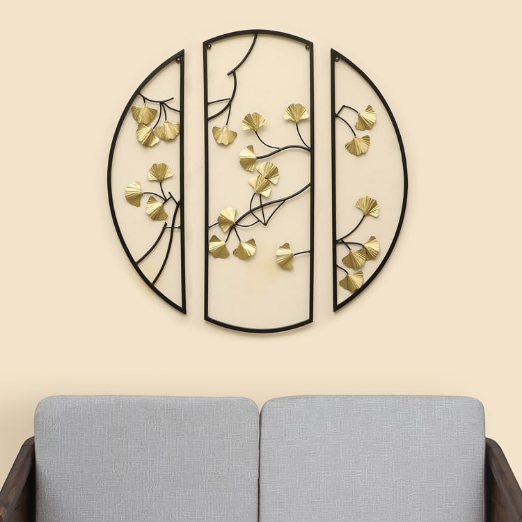 VEDAS Set of 3 Metal Kyleen Ginko Wall Accents