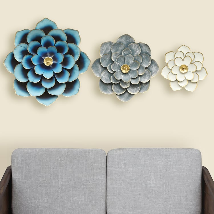 VEDAS Veda Set of 3 Metal Flower Wall Accents