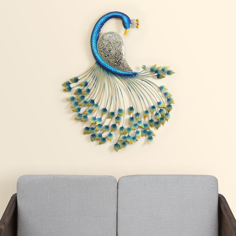 VEDAS Royal Metal Peacock Wall Accent