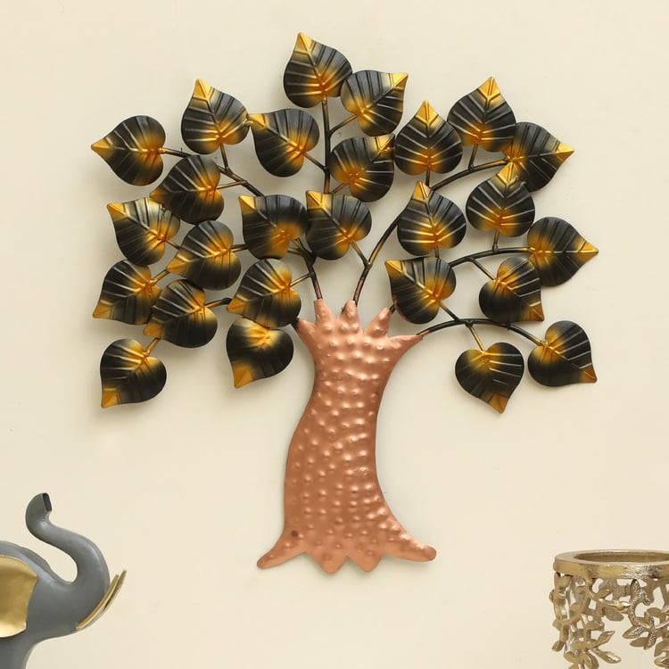 VEDAS Anju Metal Golden Tree of Wisdom and Life Wall Accent