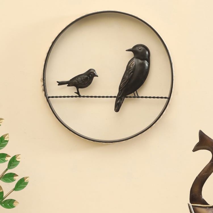 VEDAS Metal Motherhood Bonding Birds Wall Accent with Rattan Detail