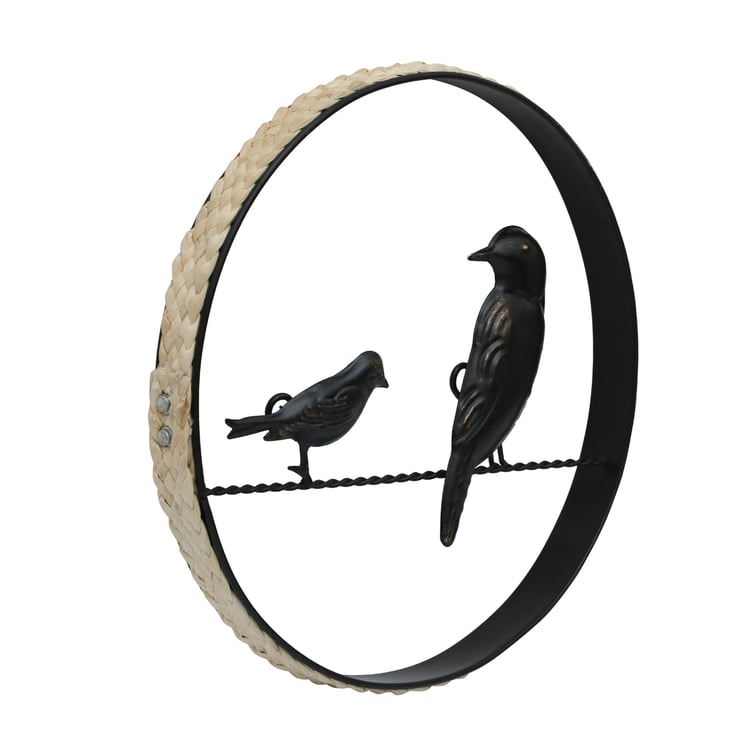 VEDAS Metal Motherhood Bonding Birds Wall Accent with Rattan Detail