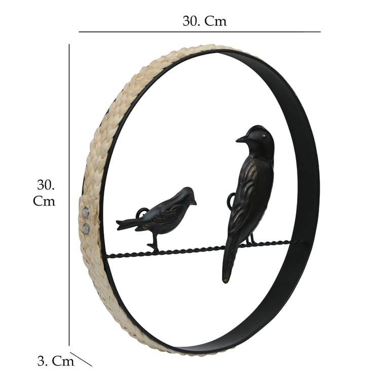 VEDAS Metal Motherhood Bonding Birds Wall Accent with Rattan Detail