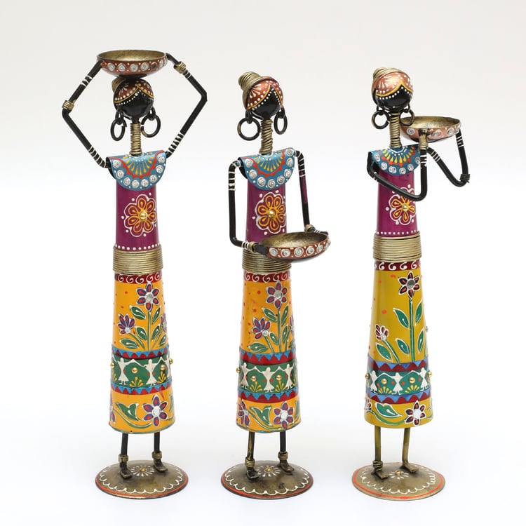 VEDAS Set of 3 Metal Akiro Doll Table Accents