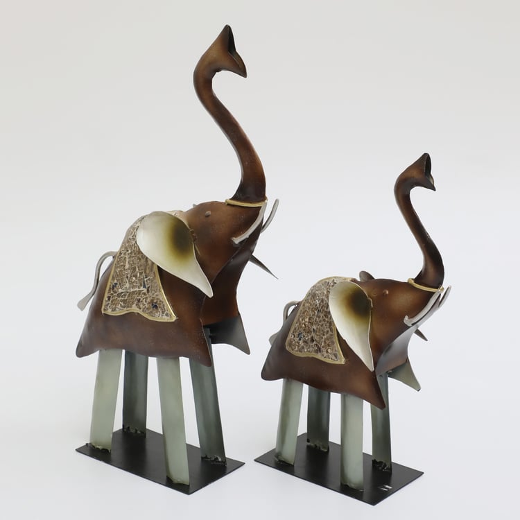 VEDAS Set of 2 Anaya Metal Elephant Table Accents