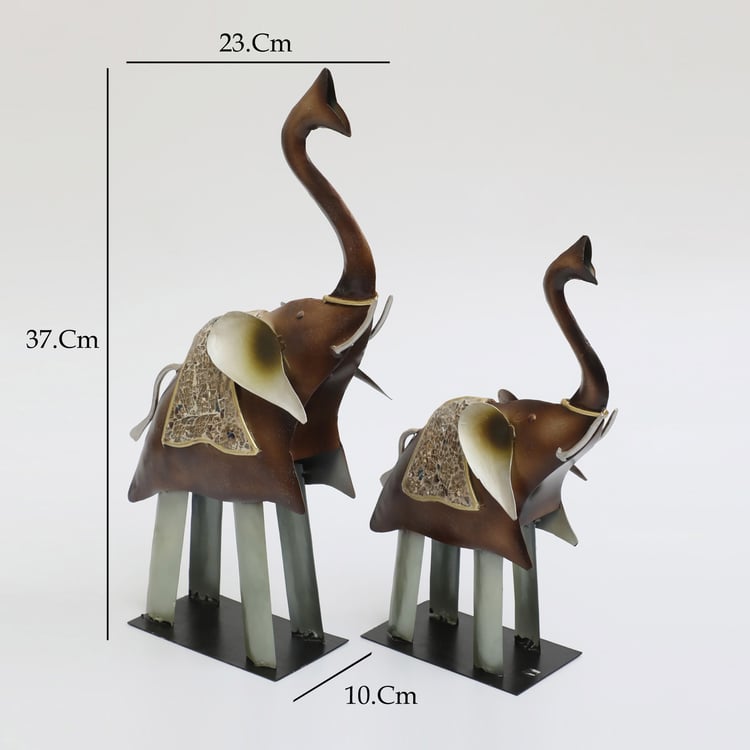 VEDAS Set of 2 Anaya Metal Elephant Table Accents