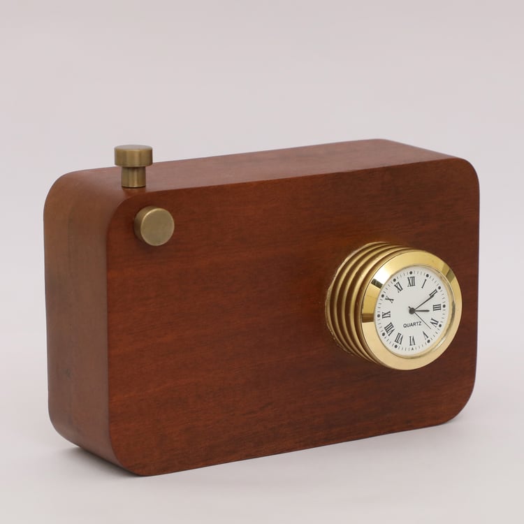 VEDAS Kiki Wood Camera Table Clock - 15cm