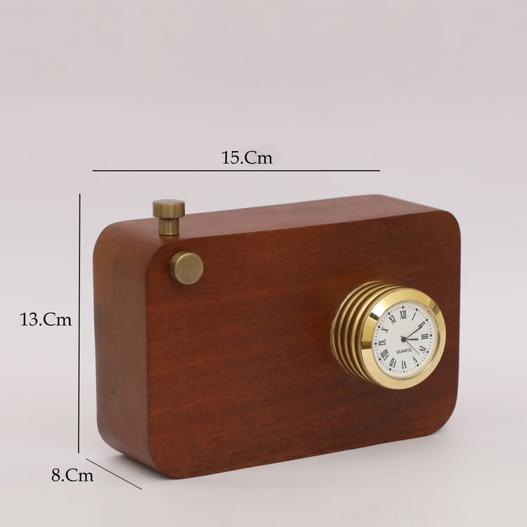 VEDAS Kiki Wood Camera Table Clock - 15cm