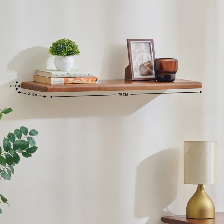 Amanda Solid Wood Floating Wall Shelf - Teak