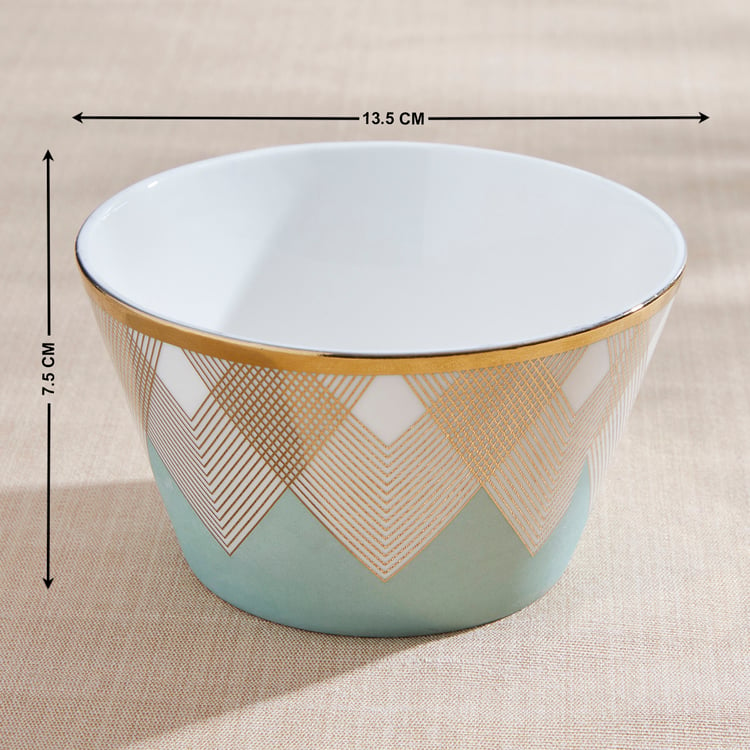 Teresa Zeno Chevron Emily Bone China Printed Serving Bowl - 530ml