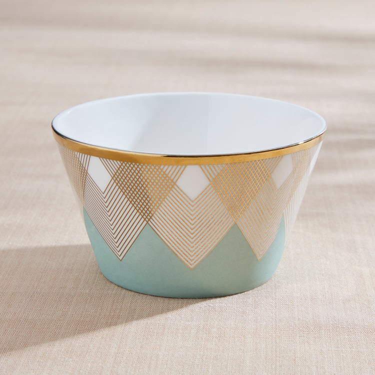 Teresa Zeno Chevron Emily Bone China Printed Serving Bowl - 530ml