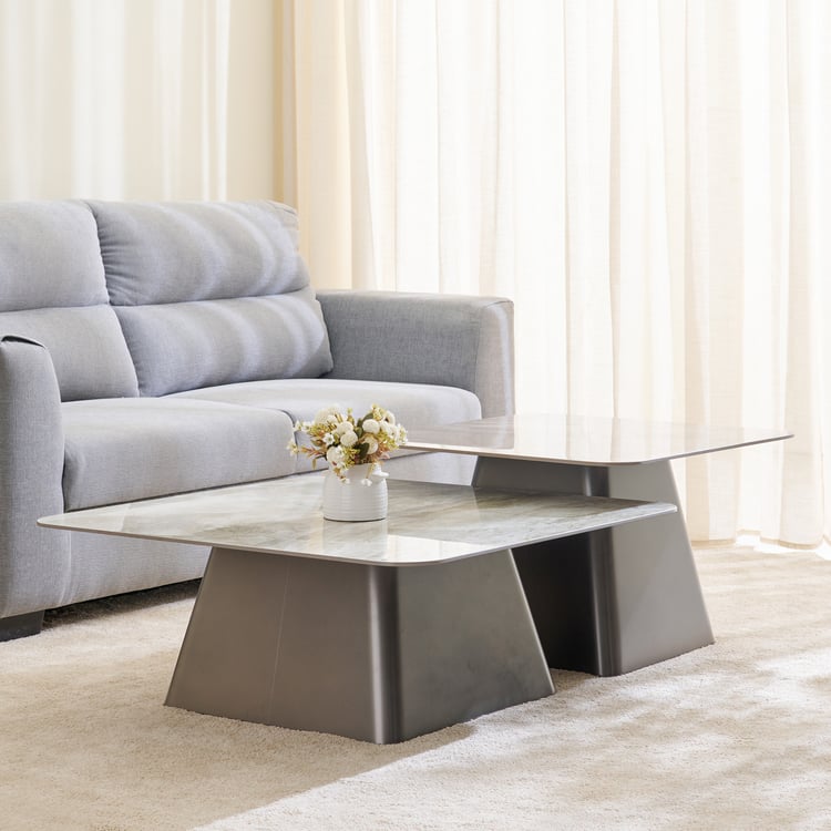 Zeal Ceramic Top Set of 2 Coffee Tables - Grey