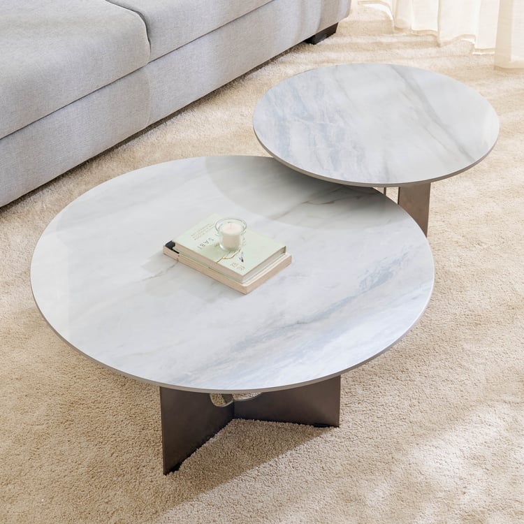 Beirut Ceramic Top Set of 2 Coffee Tables - Grey