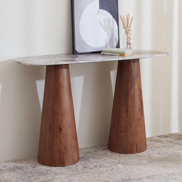 Wells Marble Top Console Table - White