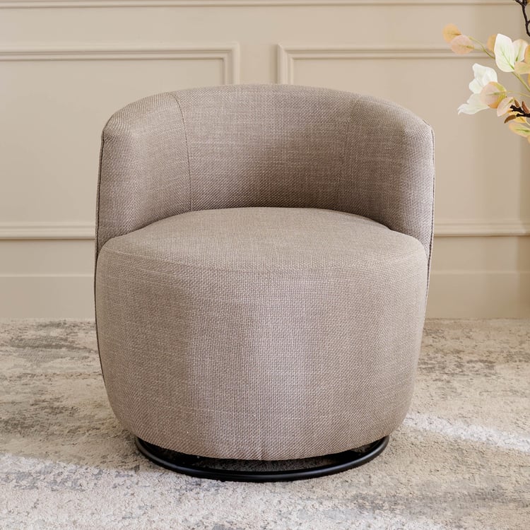 Madona Fabric Swivel Accent Chair - Biege