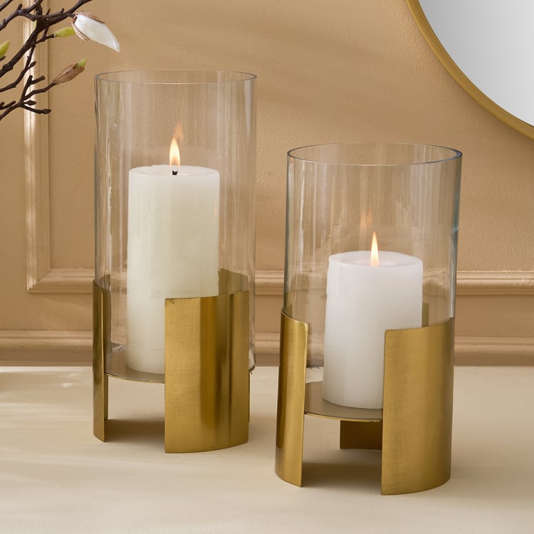 Eternity Vogue Metal and Glass Hurricane Candle Holder - Small