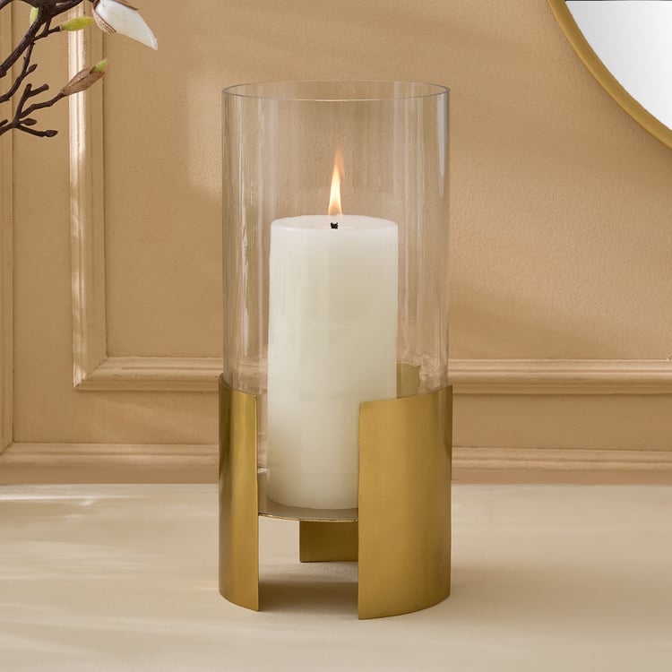 Eternity Vogue Metal and Glass Hurricane Candle Holder - Large