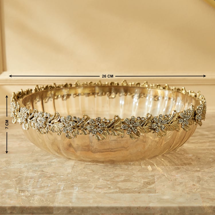 Fables Glitz Glass Floral Decorative Bowl