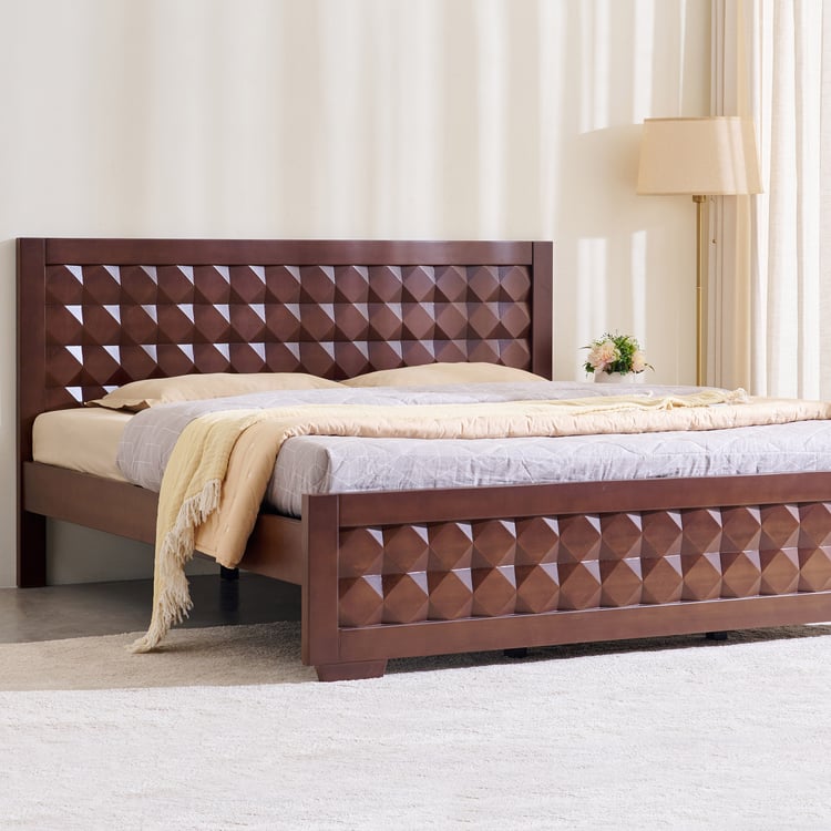 Helios Lisbon Kane Mahogany Wood King Bed - Walnut