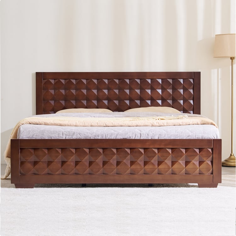 Helios Lisbon Kane Mahogany Wood King Bed - Walnut