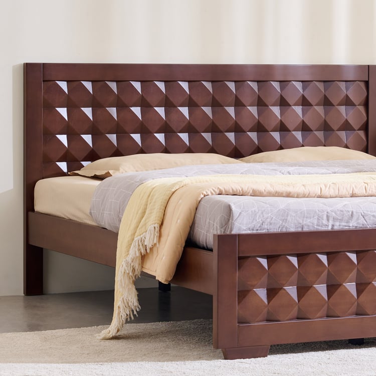 Helios Lisbon Kane Mahogany Wood King Bed - Walnut