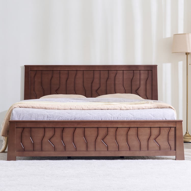 Helios Lisbon Yuri Mahogany Wood King Bed - Walnut