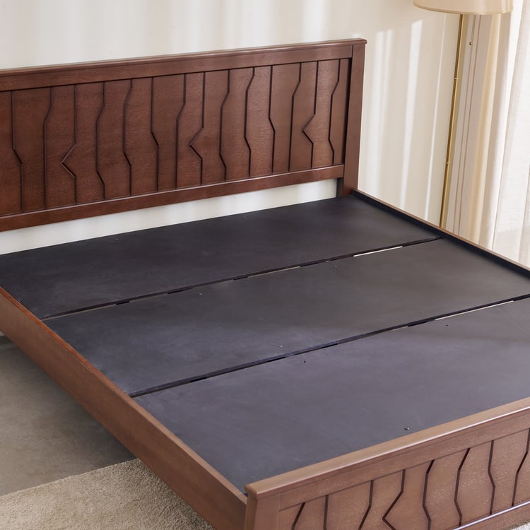 Helios Lisbon Yuri Mahogany Wood King Bed - Walnut