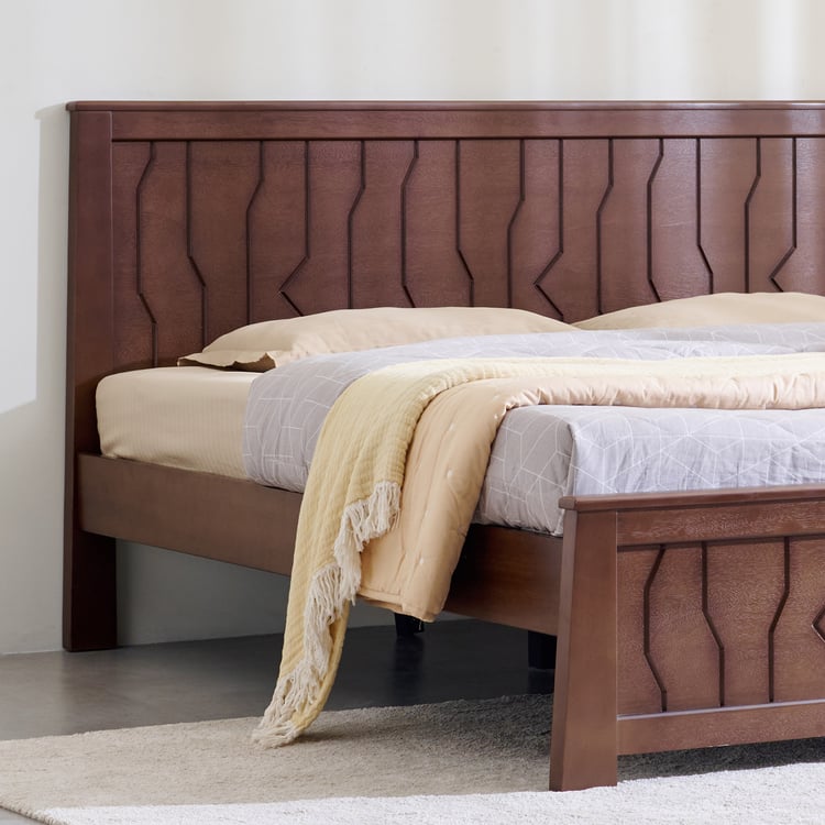 Helios Lisbon Yuri Mahogany Wood King Bed - Walnut