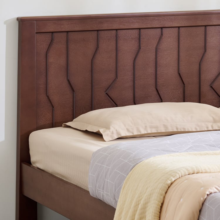 Helios Lisbon Yuri Mahogany Wood King Bed - Walnut