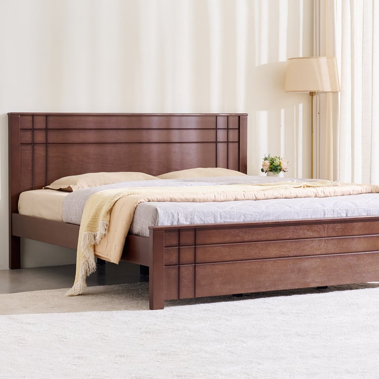 Helios Lisbon Remi Mahogany Wood King Bed - Walnut