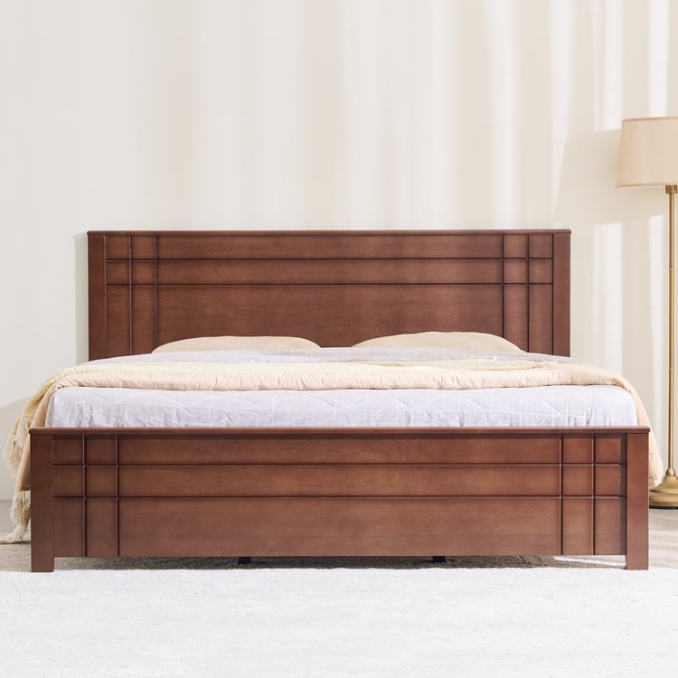 Helios Lisbon Remi Mahogany Wood King Bed - Walnut