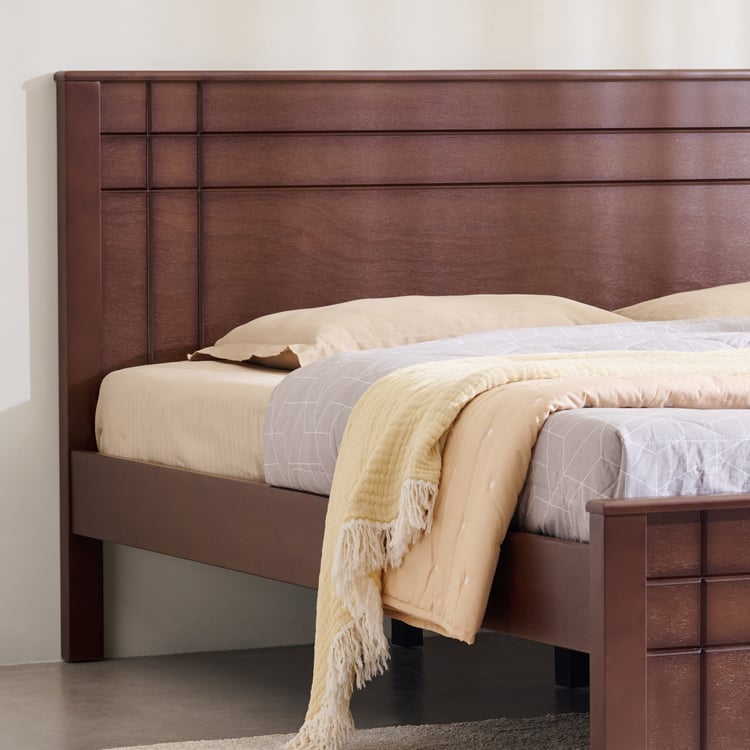 Helios Lisbon Remi Mahogany Wood King Bed - Walnut