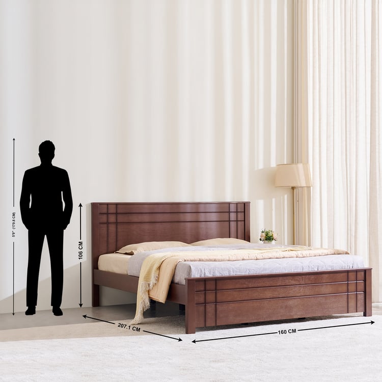 Helios Lisbon Remi Mahogany Wood Queen Bed - Walnut