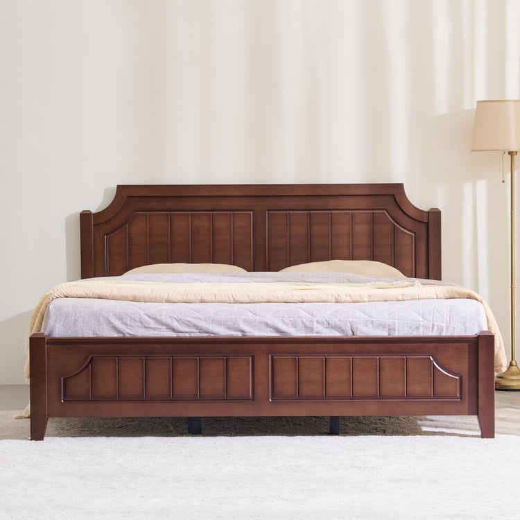 Helios Lisbon Nico Mahogany Wood King Bed - Walnut