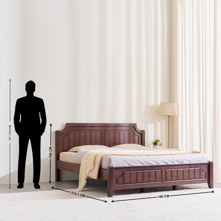 Helios Lisbon Nico Mahogany Wood King Bed - Walnut