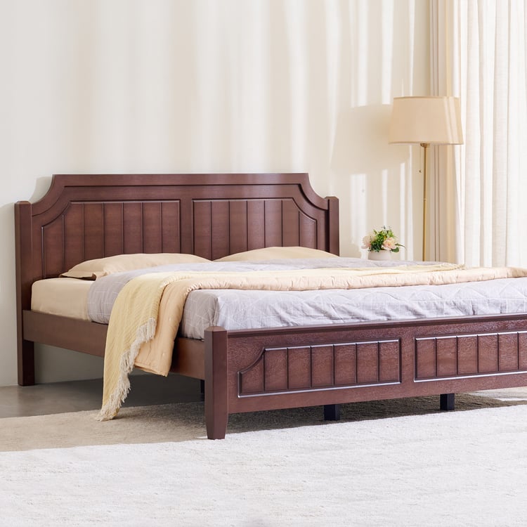 Helios Lisbon Nico Mahogany Wood Queen Bed - Walnut