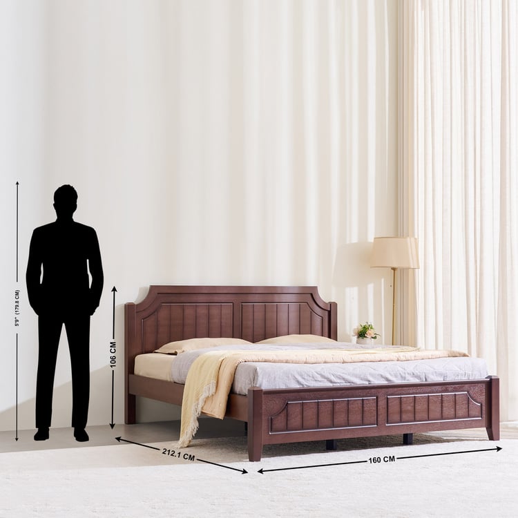 Helios Lisbon Nico Mahogany Wood Queen Bed - Walnut