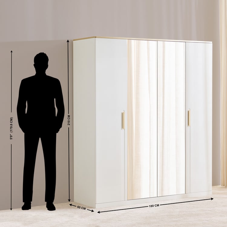 Senorita 4-Door Wardrobe with Mirrors - Cream