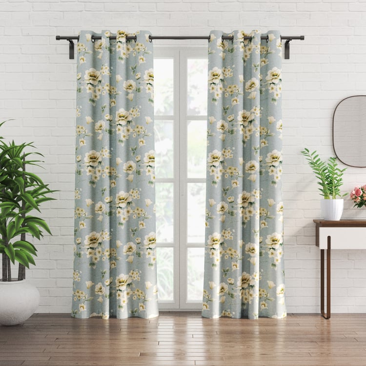 Corsica Florish Set of 2 Printed Light Filtering Door Curtains