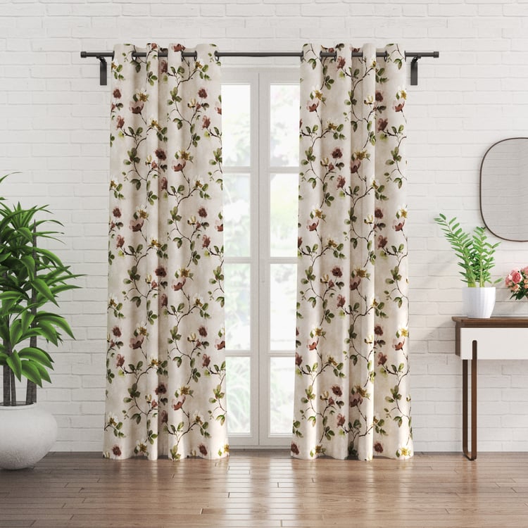 Corsica Florish Set of 2 Printed Light Filtering Door Curtains