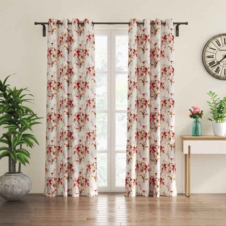 Corsica Florish Set of 2 Printed Light Filtering Door Curtains