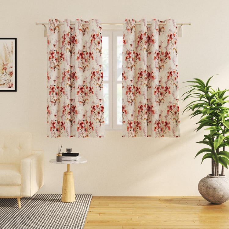 Corsica Florish Set of 2 Printed Light Filtering Window Curtains - 5ft