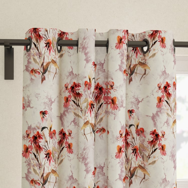 Corsica Florish Set of 2 Printed Light Filtering Window Curtains - 5ft