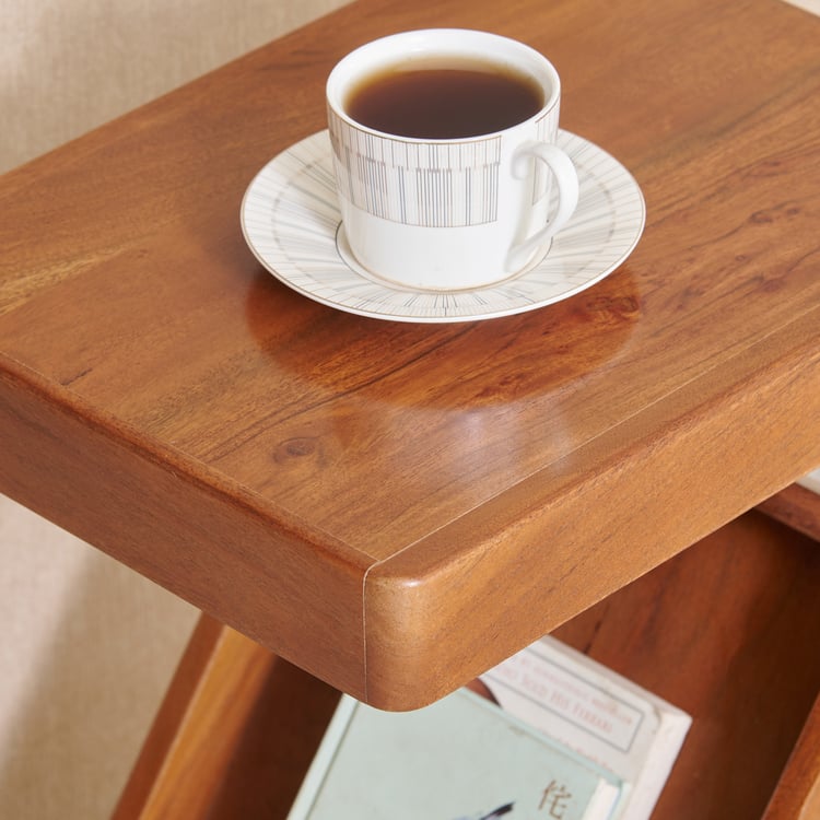 Amanda Acacia Wood Z End Table - Brown