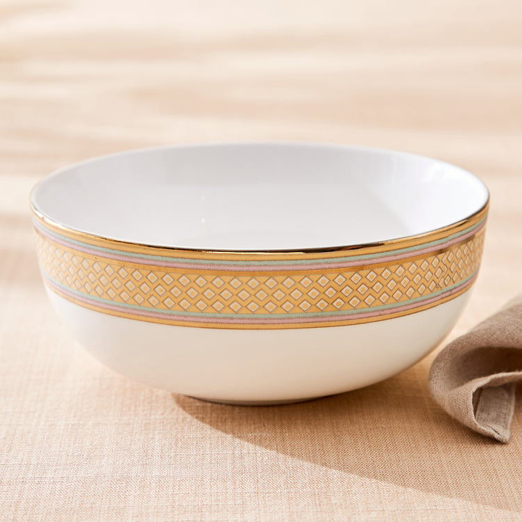 Midas Peacock Bone China Printed Cereal Bowl - 600ml