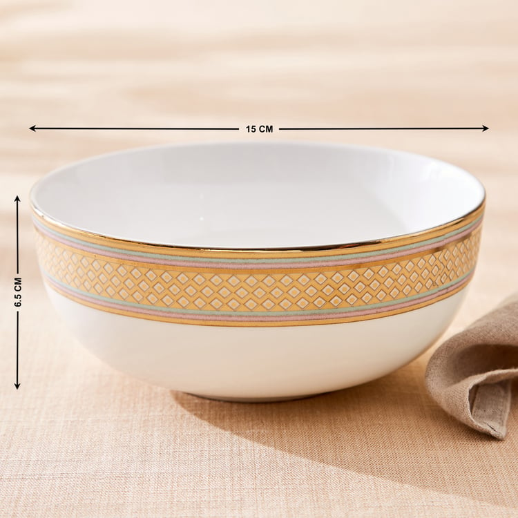 Midas Peacock Bone China Printed Cereal Bowl - 600ml