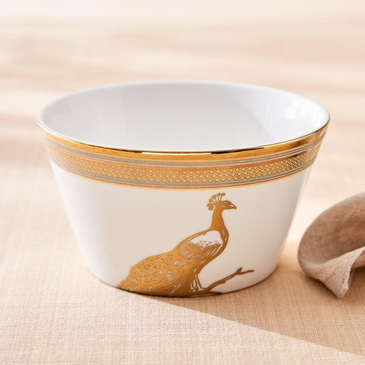 Midas Peacock Emily Bone China Printed Serving Bowl - 470ml