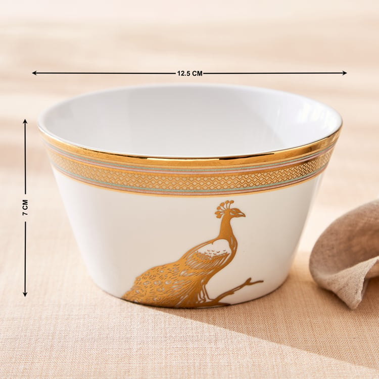 Midas Peacock Emily Bone China Printed Serving Bowl - 470ml