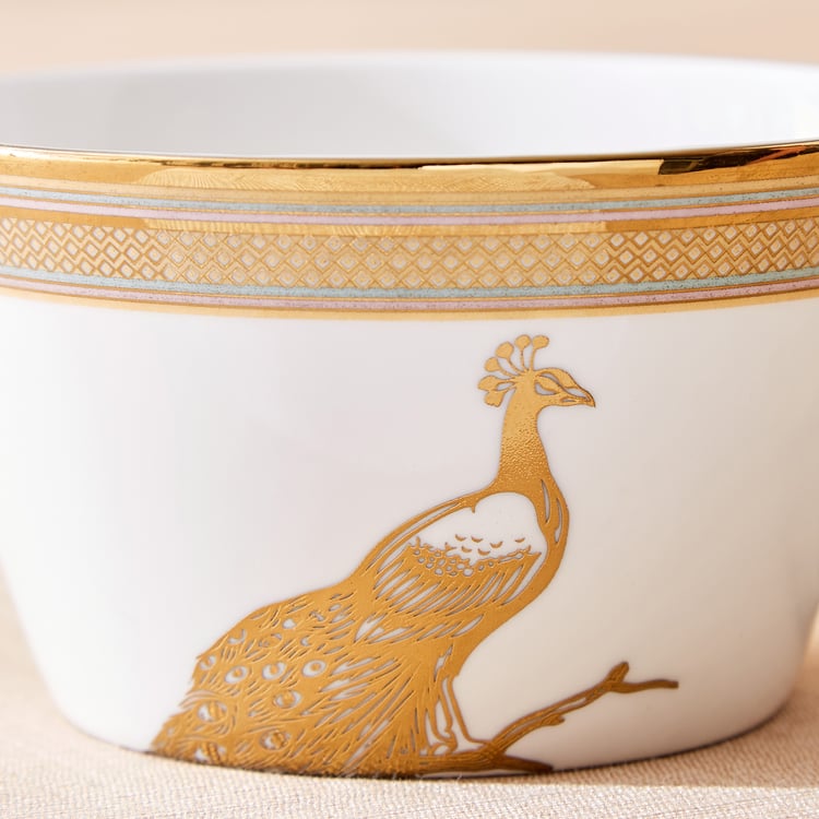 Midas Peacock Emily Bone China Printed Serving Bowl - 470ml